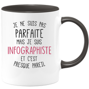 quotedazur - Mug Je Ne Suis Pas Parfaite Mais Je Suis Infographiste Et C'Est Presque Pareil - Cadeau Humour Métier Travail  - Idée Cadeau Infographiste Pot De Départ Cheffe  - Tasse Cadeau Noël