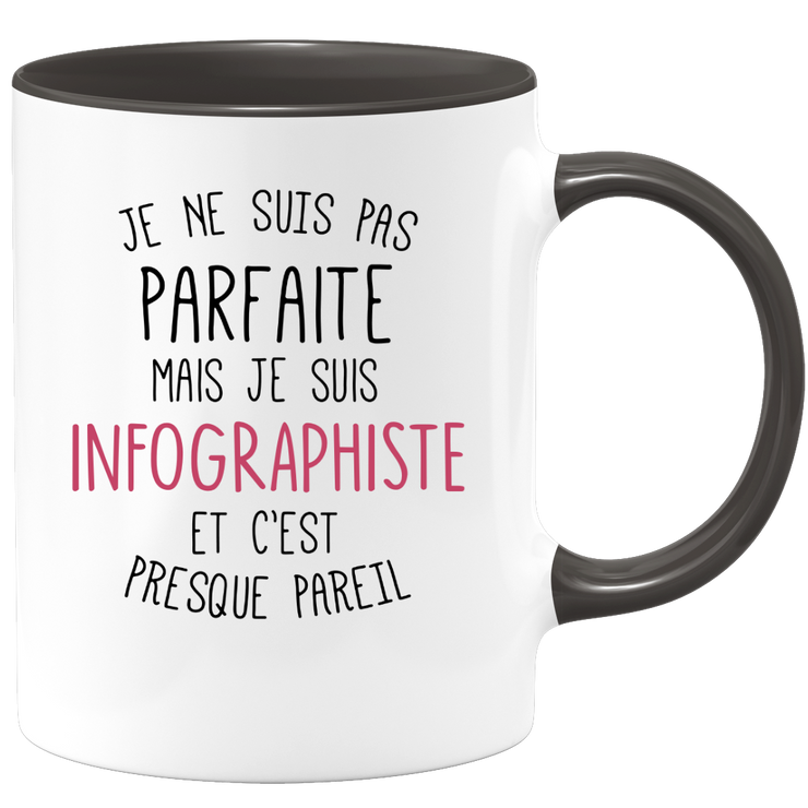 quotedazur - Mug Je Ne Suis Pas Parfaite Mais Je Suis Infographiste Et C'Est Presque Pareil - Cadeau Humour Métier Travail  - Idée Cadeau Infographiste Pot De Départ Cheffe  - Tasse Cadeau Noël