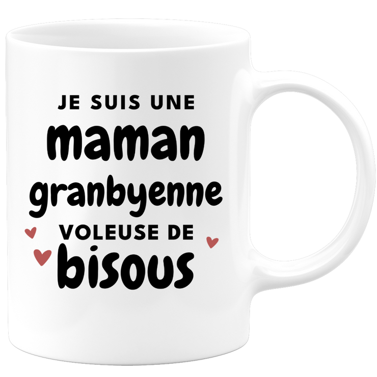 quotedazur - Mug Je Suis Une Maman Granbyenne Voleuse De Bisous - Cadeau Pour Granbyenne - Cadeau Personnalisé Pour Femme - Cadeau Original Pour Anniversaire, Noël, Future Maman Naissance