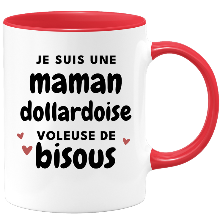 quotedazur - Mug Je Suis Une Maman Dollardoise Voleuse De Bisous - Cadeau Pour Dollardoise - Cadeau Personnalisé Pour Femme - Cadeau Original Pour Anniversaire, Noël, Future Maman Naissance