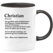 quotedazur - Mug Définition Prénom Christian Dieu Tout Simplement - Cadeau Humour Prénom - Idée Cadeau Famille Saint Valentin - Tasse Prénom Christian