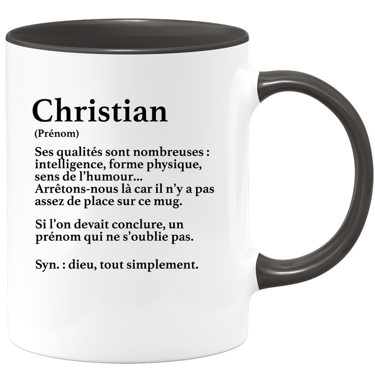 quotedazur - Mug Définition Prénom Christian Dieu Tout Simplement - Cadeau Humour Prénom - Idée Cadeau Famille Saint Valentin - Tasse Prénom Christian