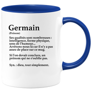 quotedazur - Mug Définition Prénom Germain Dieu Tout Simplement - Cadeau Humour Prénom - Idée Cadeau Famille Saint Valentin - Tasse Prénom Germain