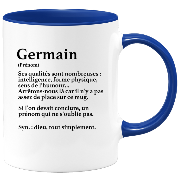 quotedazur - Mug Définition Prénom Germain Dieu Tout Simplement - Cadeau Humour Prénom - Idée Cadeau Famille Saint Valentin - Tasse Prénom Germain