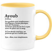 Mug Gift Ayoub - definition Ayoub - Personalized first name gift Birthday Man Christmas departure colleague - Ceramic - White