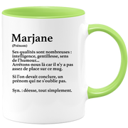 quotedazur - Mug Définition Prénom Marjane Déesse Tout Simplement - Cadeau Humour Prénom - Idée Cadeau Famille Saint Valentin - Tasse Prénom Marjane - Idéal Pour Noël Au Bureau