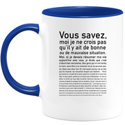 quotedazur - Mug Vous Savez Bonne Ou Mauvaise Situation - Cadeau Collègue Retraite - Idée Cadeau Original Femme - Tasse Couple Saint Valentin - Gadget Geek - Idéal Anniversaire Soeur Meilleure Amie