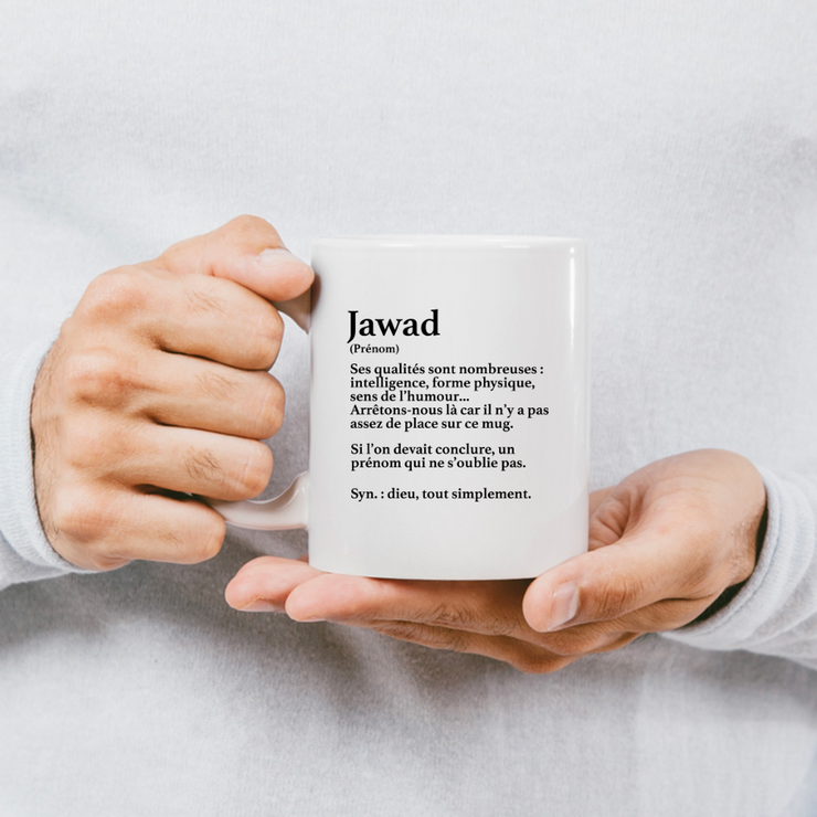 quotedazur - Mug Définition Prénom Jawad Dieu Tout Simplement - Cadeau Humour Prénom - Idée Cadeau Famille Saint Valentin - Tasse Prénom Jawad