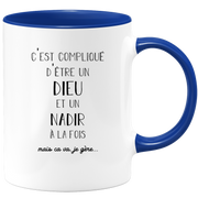 quotedazur - Mug Compliqué D'Être Un Dieu Et Un Nadir Mais Ça Va Je Gère - Cadeau Humour Prénom - Idée Cadeau Famille Saint Valentin - Tasse Prénom Nadir