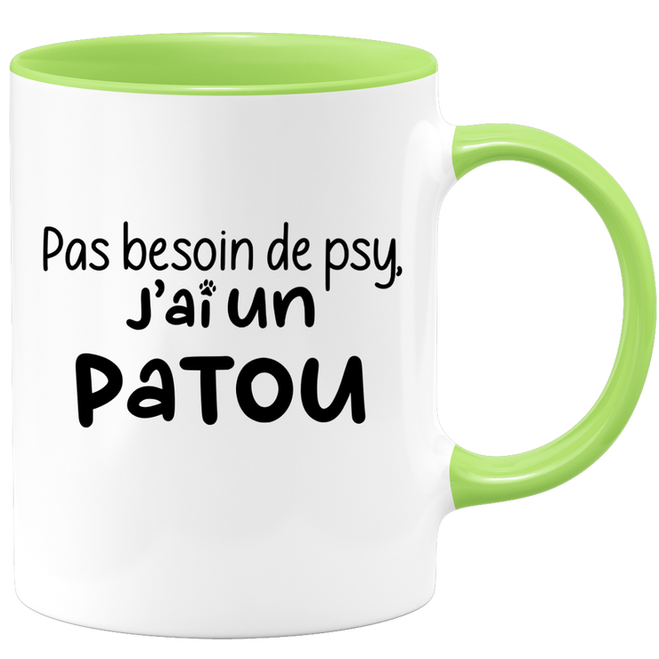 quotedazur - Mug Pas Besoin De Psy J'ai Un Patou - Cadeau Humour Chien - Tasse Originale Animaux Cadeau Noël Anniversaire