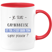 quotedazur - Mug Je Suis Camionneuse Et Toi C'est Quoi Ton Super Pouvoir - Cadeau Humour Travail - Idée Cadeau Départ Collègue - Tasse Chef Camionneuse - Idéal Pour Noël Au Bureau