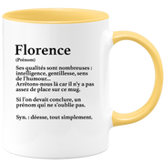 quotedazur - Mug Définition Prénom Florence Déesse Tout Simplement - Cadeau Humour Prénom - Idée Cadeau Famille Saint Valentin - Tasse Prénom Florence - Idéal Pour Noël Au Bureau