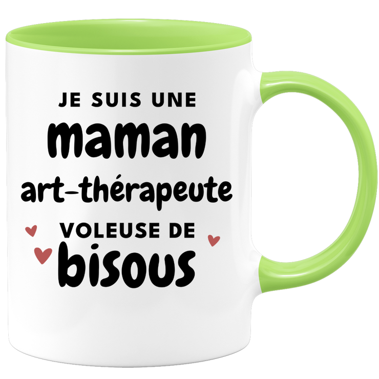 quotedazur - Mug Je Suis Une Maman Art-Thérapeute Voleuse De Bisous - Cadeau Fête Des Mères Original - Idée Cadeau Pour Anniversaire Maman - Cadeau Pour Future Maman Naissance