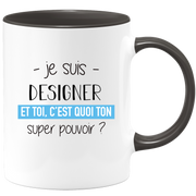 quotedazur - Mug Je Suis Designer Et Toi C'est Quoi Ton Super Pouvoir - Cadeau Humour Travail - Idée Cadeau Départ Collègue - Tasse Chef Designer - Idéal Pour Noël Au Bureau