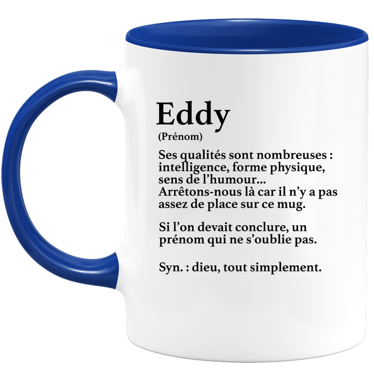 Mug Gift Eddy - definition Eddy - Personalized first name gift Birthday Man Christmas departure colleague - Ceramic - White