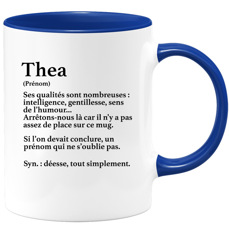 quotedazur - Mug Définition Prénom Thea Déesse Tout Simplement - Cadeau Humour Prénom - Idée Cadeau Famille Saint Valentin - Tasse Prénom Thea - Idéal Pour Noël Au Bureau