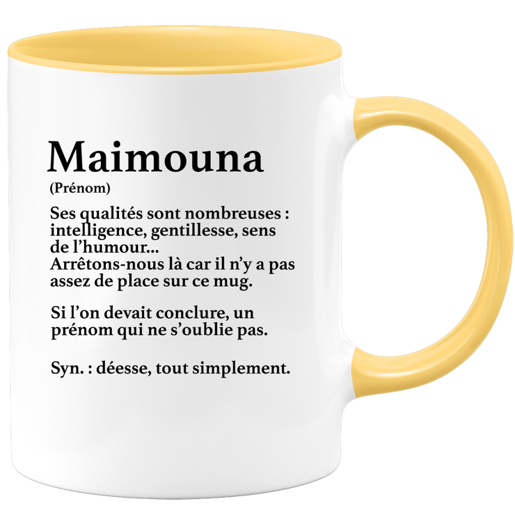 quotedazur - Mug Définition Prénom Maimouna Déesse Tout Simplement - Cadeau Humour Prénom - Idée Cadeau Famille Saint Valentin - Tasse Prénom Maimouna - Idéal Pour Noël Au Bureau