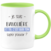 quotedazur - Mug Je Suis Banquiere Et Toi C'est Quoi Ton Super Pouvoir - Cadeau Humour Travail - Idée Cadeau Départ Collègue - Tasse Chef Banquiere - Idéal Pour Noël Au Bureau