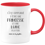 quotedazur - Mug Prénom Loane Compliqué D'Être Une Princesse Et Une Loane Mais Ca Va Je Gère - Cadeau Humour Prénom - Idée Cadeau  Saint Valentin - Tasse Prénom Loane - Idéal Pour Noël