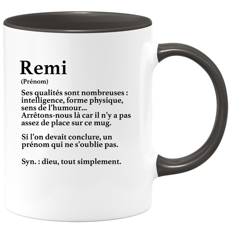 quotedazur - Mug Définition Prénom Remi Dieu Tout Simplement - Cadeau Humour Prénom - Idée Cadeau Famille Saint Valentin - Tasse Prénom Remi