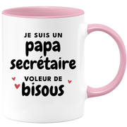 quotedazur - Mug Je Suis Un Papa Secrétaire Voleur De Bisous - Cadeau Fête Des Pères Original - Idée Cadeau Pour Anniversaire Papa - Cadeau Pour Futur Papa Naissance