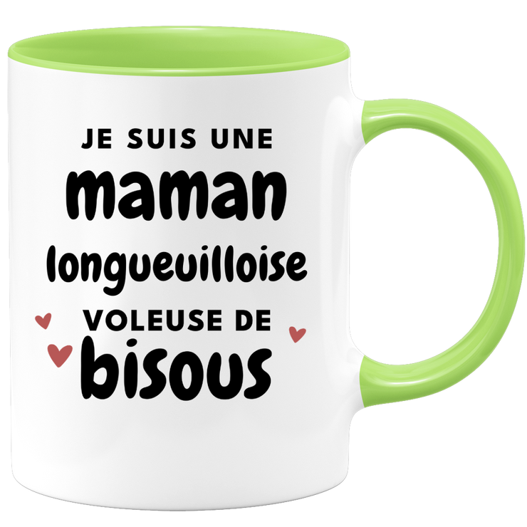 quotedazur - Mug Je Suis Une Maman Longueuilloise Voleuse De Bisous - Cadeau Pour Longueuilloise - Cadeau Personnalisé Pour Femme - Cadeau Original Pour Anniversaire, Noël, Future Maman Naissance