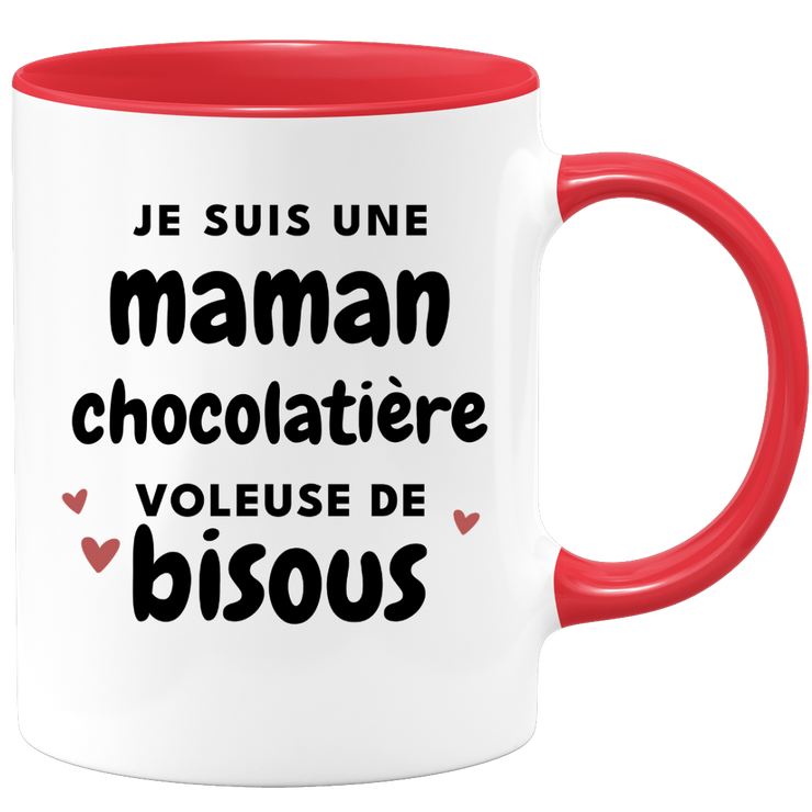 quotedazur - Mug Je Suis Une Maman Chocolatière Voleuse De Bisous - Cadeau Fête Des Mères Original - Idée Cadeau Pour Anniversaire Maman - Cadeau Pour Future Maman Naissance