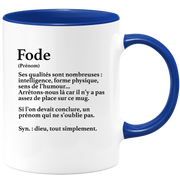 quotedazur - Mug Définition Prénom Fode Dieu Tout Simplement - Cadeau Humour Prénom - Idée Cadeau Famille Saint Valentin - Tasse Prénom Fode