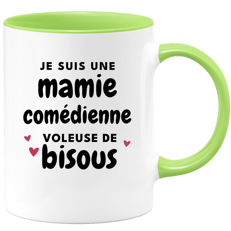 quotedazur - Mug Je Suis Une Mamie Comédienne Voleuse De Bisous - Cadeau Fête Des Grand Mères Original - Idée Cadeau Pour Anniversaire Mémé Théâtre - Cadeau Future Mamy Naissance