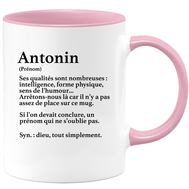 quotedazur - Mug Définition Prénom Antonin Dieu Tout Simplement - Cadeau Humour Prénom - Idée Cadeau Famille Saint Valentin - Tasse Prénom Antonin