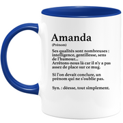 quotedazur - Mug Définition Prénom Amanda Déesse Tout Simplement - Cadeau Humour Prénom - Idée Cadeau Famille Saint Valentin - Tasse Prénom Amanda - Idéal Pour Noël Au Bureau