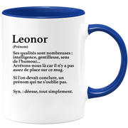 Mug Gift Leonor - definition Leonor - Personalized first name gift Birthday Woman Christmas departure colleague - Ceramic - White