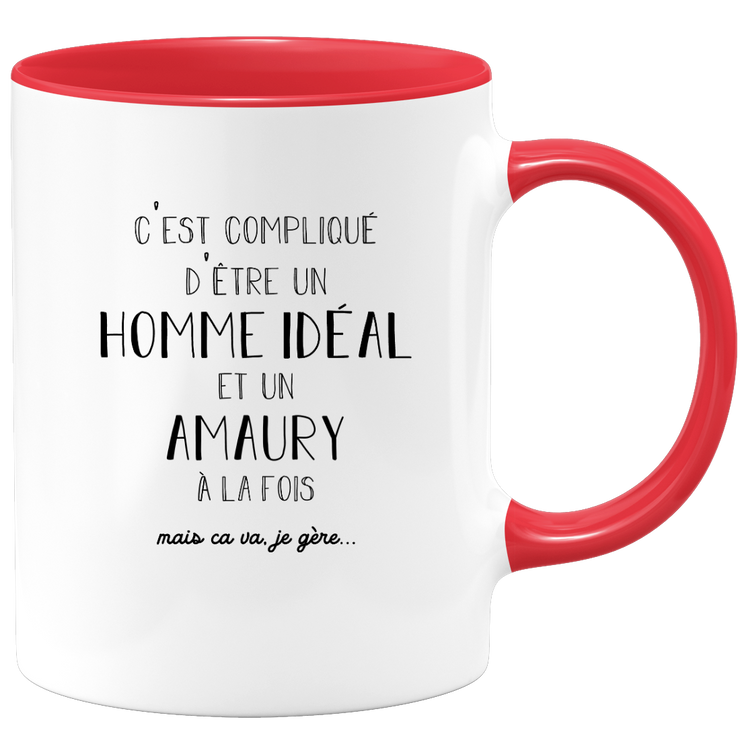 quotedazur - Mug Compliqué D'Être Un Homme Idéal Et Un Amaury Mais Ça Va Je Gère - Cadeau Humour Prénom - Idée Cadeau Famille Saint Valentin - Tasse Prénom Amaury