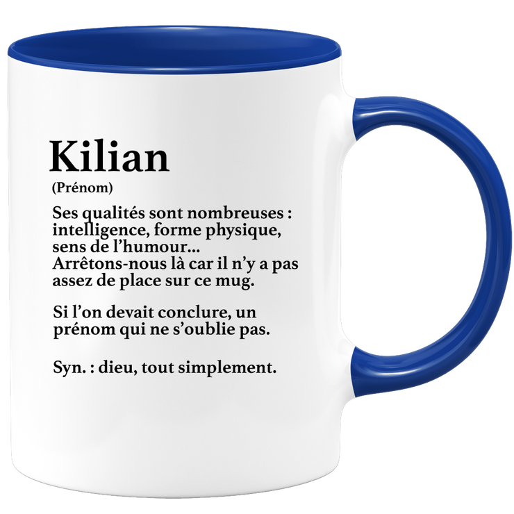 quotedazur - Mug Définition Prénom Kilian Dieu Tout Simplement - Cadeau Humour Prénom - Idée Cadeau Famille Saint Valentin - Tasse Prénom Kilian