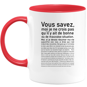 quotedazur - Mug Vous Savez Bonne Ou Mauvaise Situation - Cadeau Collègue Retraite - Idée Cadeau Original Femme - Tasse Couple Saint Valentin - Gadget Geek - Idéal Anniversaire Soeur Meilleure Amie