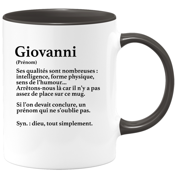 quotedazur - Mug Définition Prénom Giovanni Dieu Tout Simplement - Cadeau Humour Prénom - Idée Cadeau Famille Saint Valentin - Tasse Prénom Giovanni