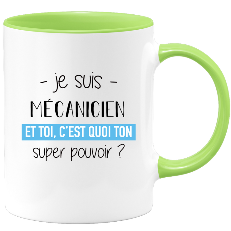 quotedazur - Mug Je Suis Mecanicien Et Toi C'est Quoi Ton Super Pouvoir - Cadeau Humour Travail - Idée Cadeau Départ Collègue - Tasse Chef Mecanicien - Idéal Pour Noël Au Bureau