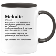 Mug Gift Melodie - definition Melodie - Personalized first name gift Birthday Woman Christmas departure colleague - Ceramic - White