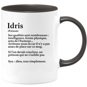 Idris Gift Mug - Idris definition - Personalized first name gift Birthday Man Christmas departure colleague - Ceramic - White