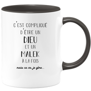 quotedazur - Mug Compliqué D'Être Un Dieu Et Un Malek Mais Ça Va Je Gère - Cadeau Humour Prénom - Idée Cadeau Famille Saint Valentin - Tasse Prénom Malek