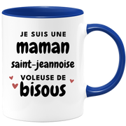 quotedazur - Mug Je Suis Une Maman Saint-Jeannoise Voleuse De Bisous - Cadeau Pour Saint-Jeannoise - Cadeau Personnalisé Pour Femme - Cadeau Original Pour Anniversaire, Noël, Future Maman Naissance