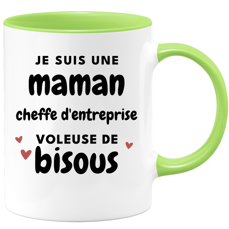 quotedazur - Mug Je Suis Une Maman Cheffe d'entreprise Voleuse De Bisous - Cadeau Fête Des Mères Original - Idée Cadeau Pour Anniversaire Maman - Cadeau Pour Future Maman Naissance