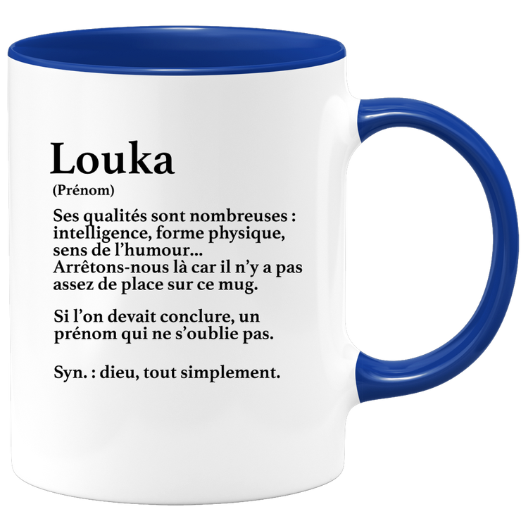 quotedazur - Mug Définition Prénom Louka Dieu Tout Simplement - Cadeau Humour Prénom - Idée Cadeau Famille Saint Valentin - Tasse Prénom Louka