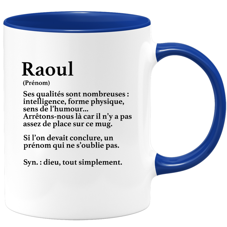 quotedazur - Mug Définition Prénom Raoul Dieu Tout Simplement - Cadeau Humour Prénom - Idée Cadeau Famille Saint Valentin - Tasse Prénom Raoul