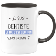 quotedazur - Mug Je Suis Dentiste Et Toi C'est Quoi Ton Super Pouvoir - Cadeau Humour Travail - Idée Cadeau Départ Collègue - Tasse Chef Dentiste - Idéal Pour Noël Au Bureau