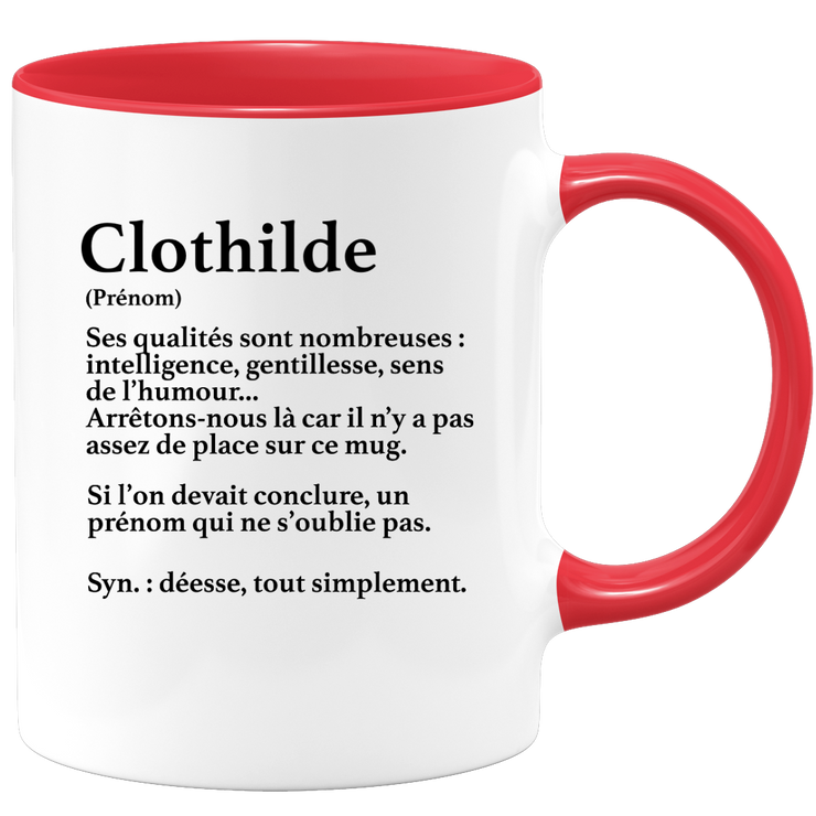 quotedazur - Mug Définition Prénom Clothilde Déesse Tout Simplement - Cadeau Humour Prénom - Idée Cadeau Famille Saint Valentin - Tasse Prénom Clothilde - Idéal Pour Noël Au Bureau