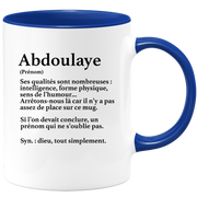 quotedazur - Mug Définition Prénom Abdoulaye Dieu Tout Simplement - Cadeau Humour Prénom - Idée Cadeau Famille Saint Valentin - Tasse Prénom Abdoulaye