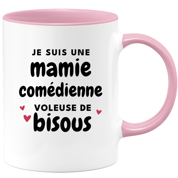 quotedazur - Mug Je Suis Une Mamie Comédienne Voleuse De Bisous - Cadeau Fête Des Grand Mères Original - Idée Cadeau Pour Anniversaire Mémé Théâtre - Cadeau Future Mamy Naissance