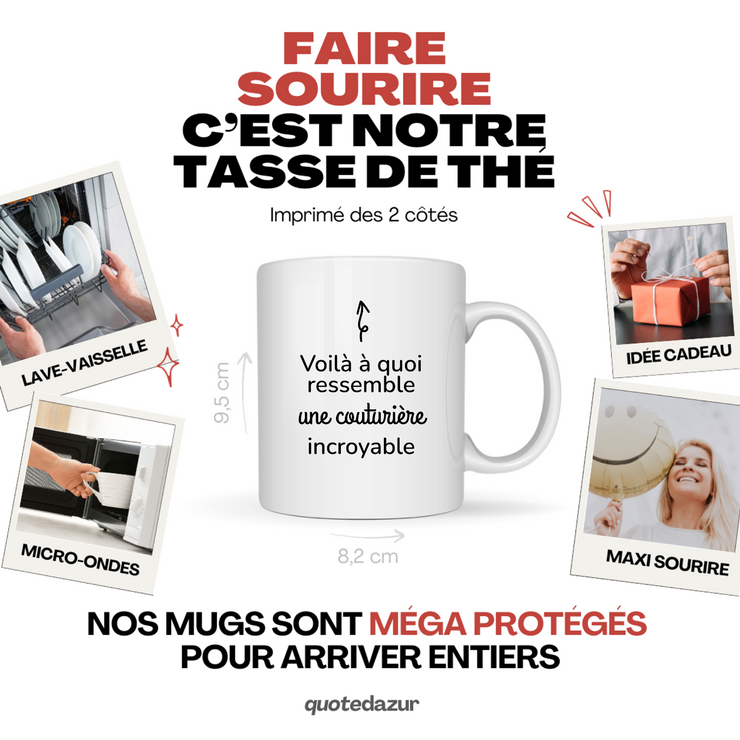 quotedazur - Mug Voilà À Quoi Ressemble Une Couturière Incroyable - Cadeau Pour Couturière - Cadeau Personnalisé Pour Femme - Cadeau Original Anniversaire Ou Noël