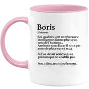 quotedazur - Mug Définition Prénom Boris Dieu Tout Simplement - Cadeau Humour Prénom - Idée Cadeau Famille Saint Valentin - Tasse Prénom Boris